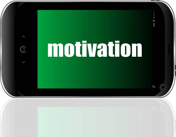 Motivação do texto. Conceito de negócio. Smartphone moderno detalhado — Fotografia de Stock