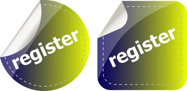 Register stickers set, pictogram knop geïsoleerd op wit — Stockfoto