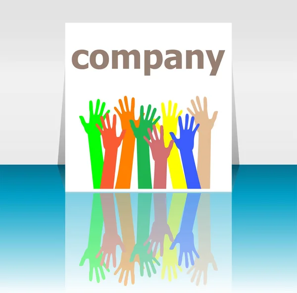 Text företaget. Affärsidé. Mänskliga händer silhuetter — Stockfoto