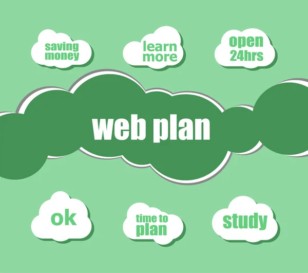 Слова веб-план. Бізнес-концепція. Інфографічний бізнес для графічного або веб-дизайну — стокове фото