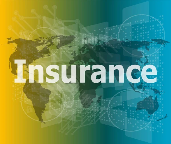 The word insurance on digital screen, business concept — Stock Photo, Image