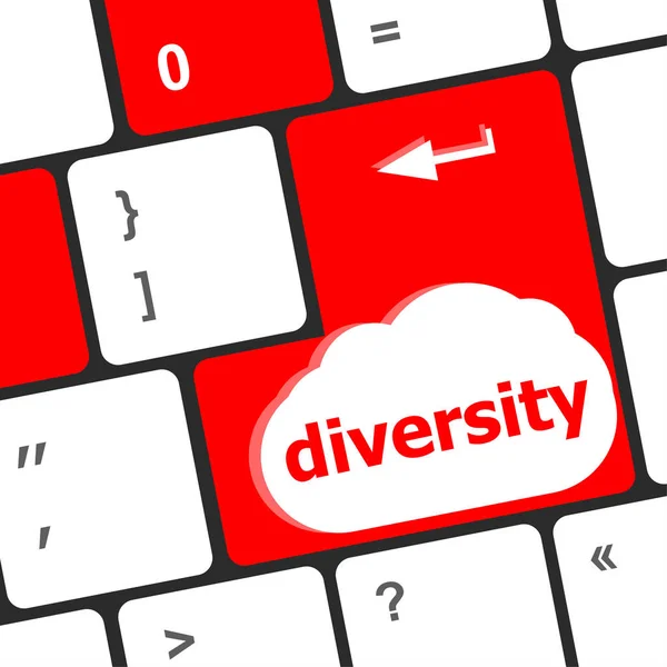 Koncepcja biznesowa: klawiatura komputera z programem word różnorodności, wybranym na wprowadź przycisk tło, renderowania 3d — Zdjęcie stockowe