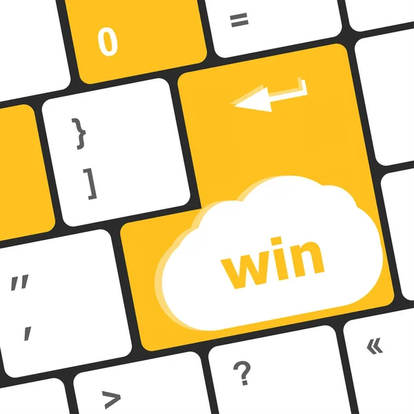 Win-Wort auf der Tastatur des Computers — Stockfoto