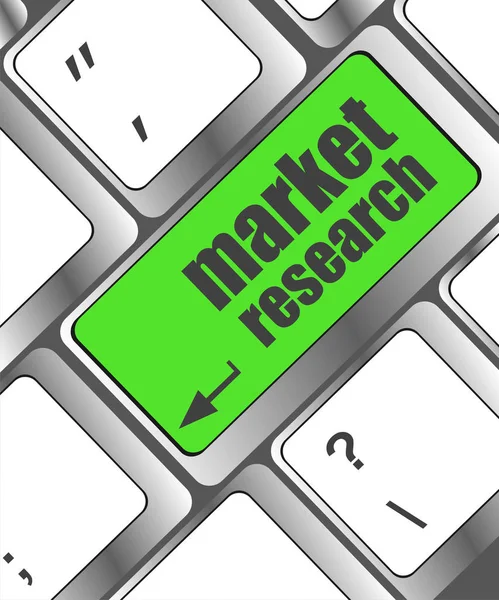 Key with market research text on laptop keyboard, business concept — Stock Photo, Image