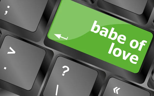 Liebesbaby auf Tastatur oder Tastatur zeigt Internet-Dating-Konzept — Stockfoto