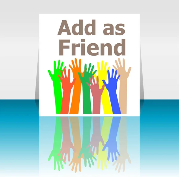 Testo Aggiungi come amico. Concetto sociale. Silhouette mani umane — Foto Stock