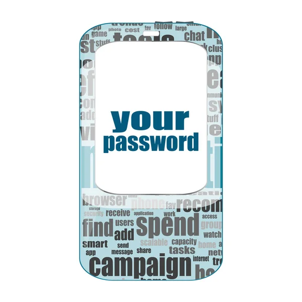 Sicherheitskonzept. Texten Sie Ihr Passwort. detaillierte moderne Smartphone isoliert auf weiß — Stockfoto