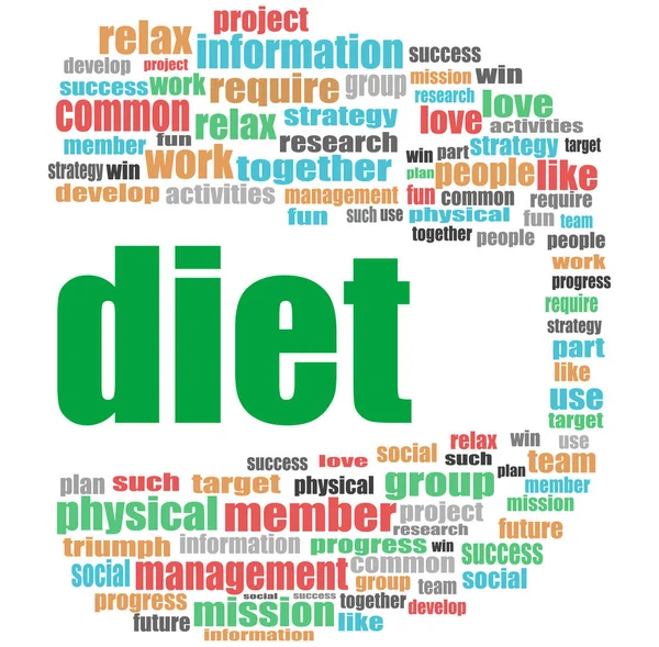 Parola dieta. Concetto sanitario. Collage nuvola parola — Foto Stock