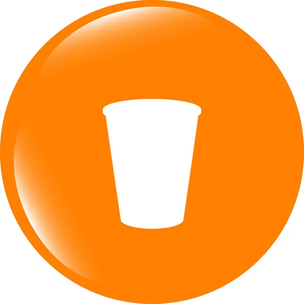 커피 컵 아이콘 웹 버튼입니다. 최신 유행 플랫 스타일에 고립 된 흰색 배경 서명 — 스톡 사진