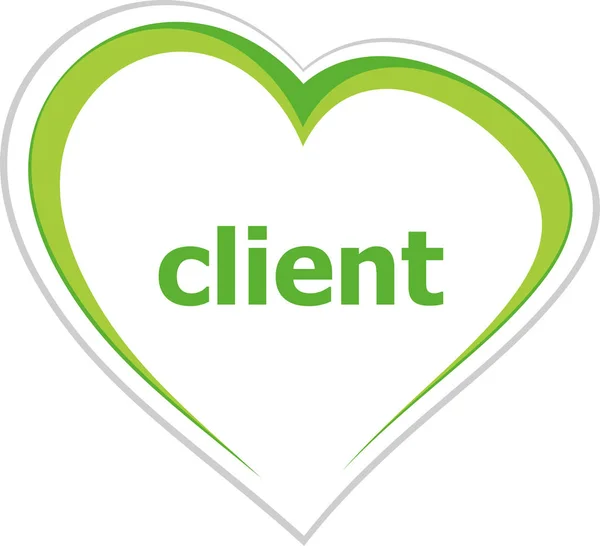 Marknadsföringskoncept, klienten ord om kärlek hjärta — Stockfoto