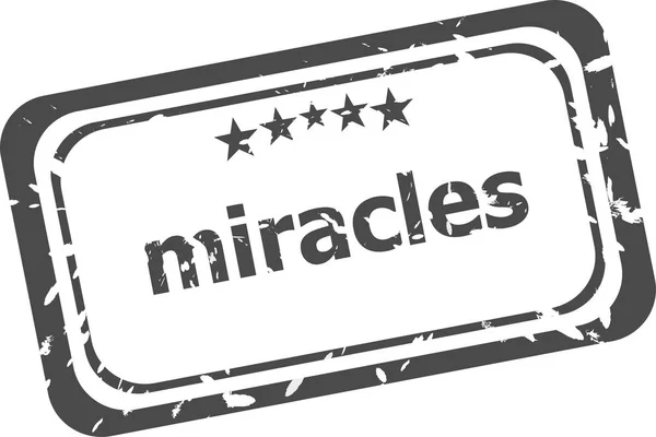 Logotipo de palabra de texto de signo de sello MIRACLE aislado en blanco —  Fotos de Stock