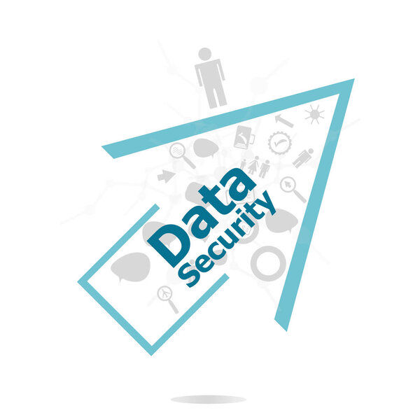 Text Data Security. Protection concept . Data protection and secure elements inforgaphic set