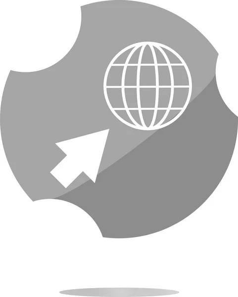 Значок интернет-знака. Символ Всемирной паутины. Курсорная указка. Круглая кнопка — стоковое фото