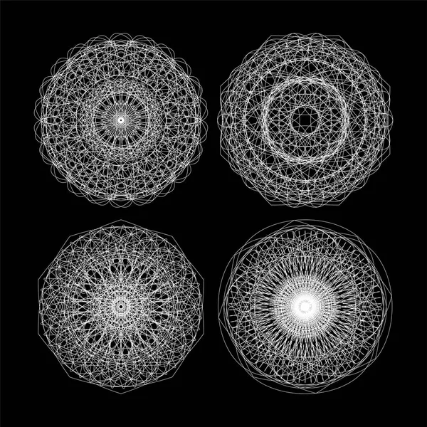 Adorno de encaje circular, patrón geométrico ornamental redondo, colección en blanco y negro — Foto de Stock