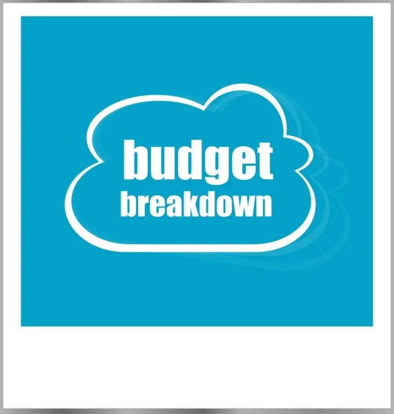 Budget breakdown words business concept, photo frame isolated on white — Stock Photo, Image