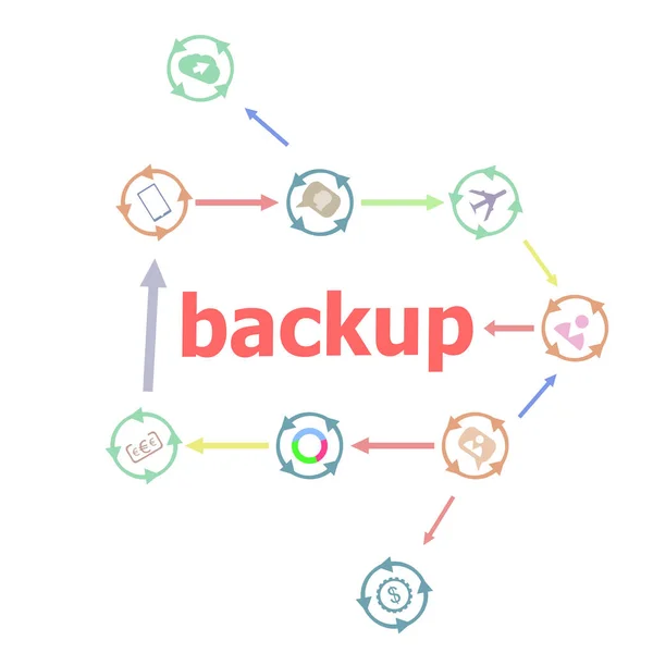 Back-up van tekst. Web ontwerpconcept. Lineaire Flat Business knoppen. Marketing bevordering concept. Winnen, bereiken, bevorderen, time management, neem contact op met — Stockfoto