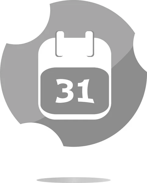 Calendar apps icon glossy button. day 31 — Stock Photo, Image