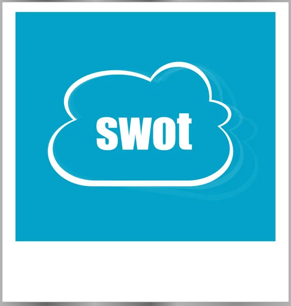 Swot 言葉ビジネス コンセプトは、白で隔離フォト フレーム — ストック写真