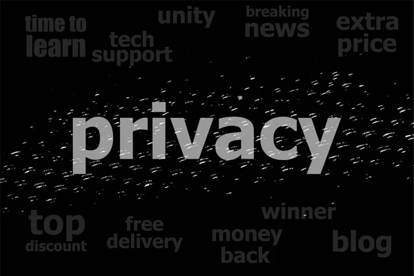 Text Privacy. Security concept . Black and white abstract background — Stock Photo, Image