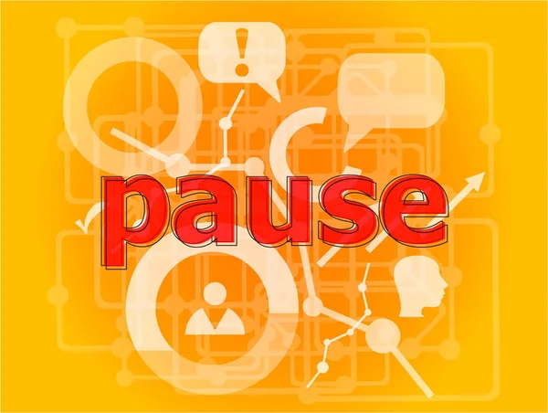 Pause word on digital background. Time concept . Big set of infographics elements — Stock Photo, Image