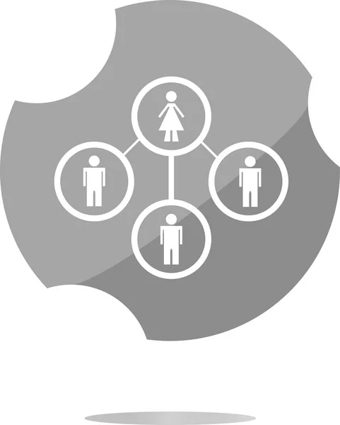 Botão ícone com rede de mulher dentro, isolado no branco — Fotografia de Stock