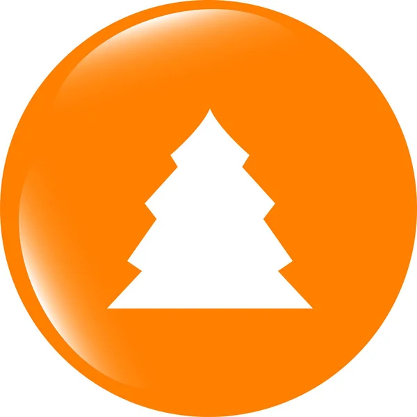 Button with christmas tree on it . Flat sign isolated on white background — Stock Photo, Image