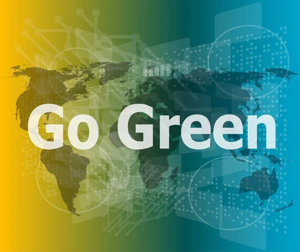 Pantalla táctil de negocios con mensaje - Go Green — Foto de Stock