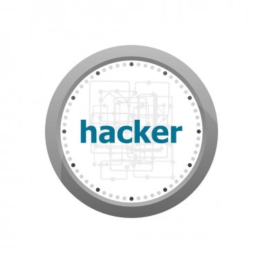 kelime Hacker dijital arka plan üstünde. Gizlilik kavramı. Beyaz bir arka plan üzerinde izole soyut duvar saati