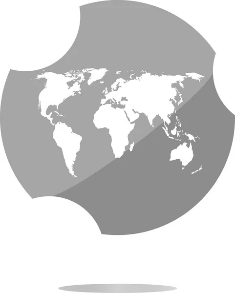 Globe icon, earth world map on web button — Stock Photo, Image
