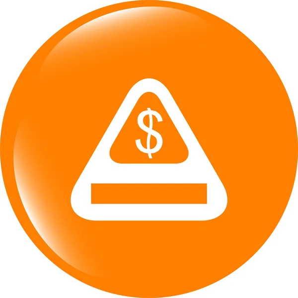 Attentie waarschuwing teken pictogram met dollars geld teken. waarschuwingssymbool — Stockfoto