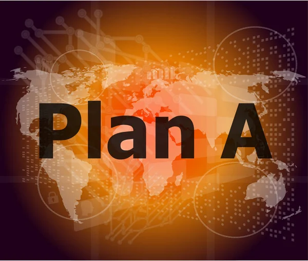 Het woord plan een op digitaal scherm, business concept — Stockfoto