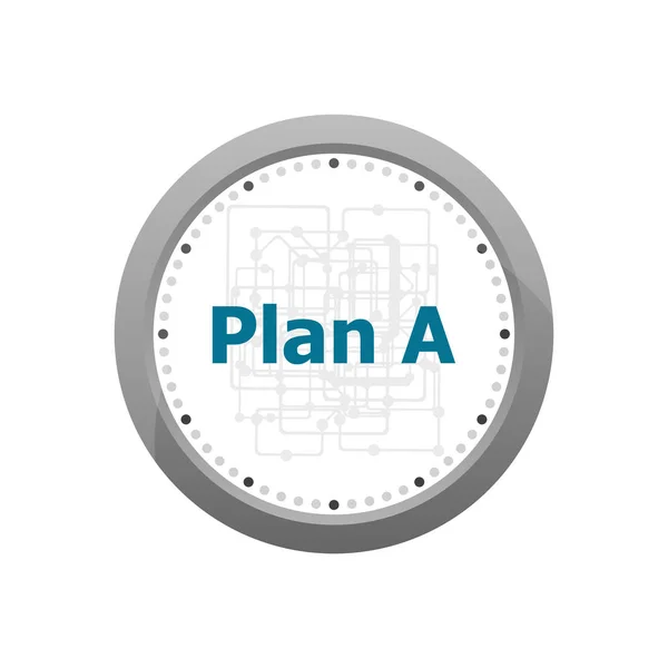 The word plan a on digital screen, business concept. Абстрактные настенные часы на белом фоне — стоковое фото