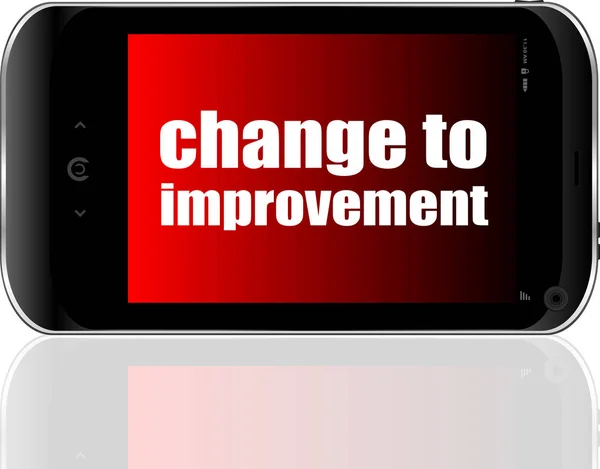Textändring till förbättring. Affärsidé. Detaljerad modern smartphone — Stockfoto