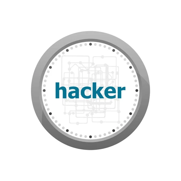 Slova Hacker na digitální pozadí. Koncepce ochrany soukromí. Abstraktní nástěnné hodiny izolovaných na bílém pozadí — Stock fotografie