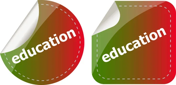 Αυτοκόλλητα εκπαίδευσης σε λευκό, εικονίδιο κουμπί που απομονώνεται σε λευκό — Φωτογραφία Αρχείου