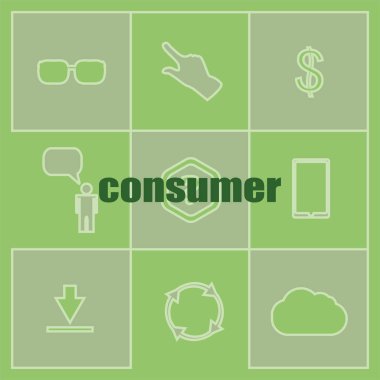 Metin tüketici. İş kavramı. İnfographics öğeleri kümesi