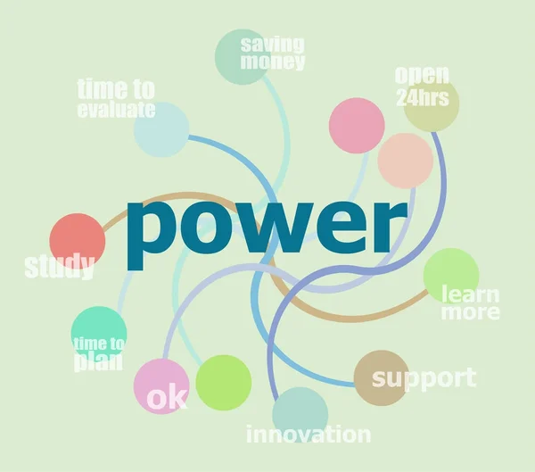 Texte Power. Concept d'entreprise. Modèle d'infographie, cercles intégrés — Photo