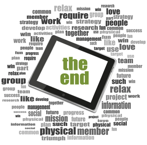 Text the end. Social concept . Tablet Pc. Word cloud collage — Stock Photo, Image