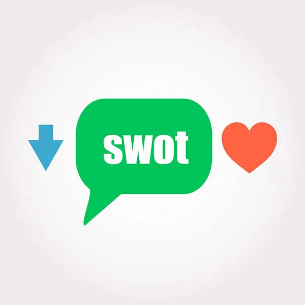 SWOT-woord. Bedrijfsconcept. Toespraak wolken stickers, pijl en hart — Stockfoto