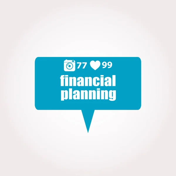 Business concept. words financial planning . Labels with text, heart, camera and counters — Stock Photo, Image