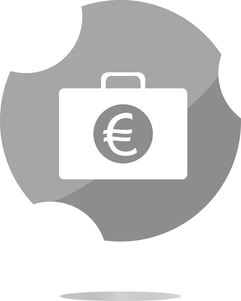 Euro zaak knop, financiële pictogram geïsoleerd op witte achtergrond — Stockfoto