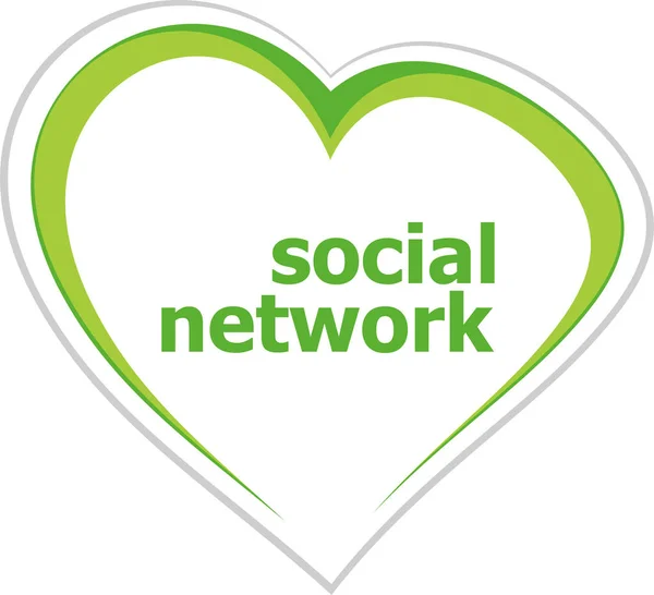 Social concept, social network word on love heart — Stock Photo, Image