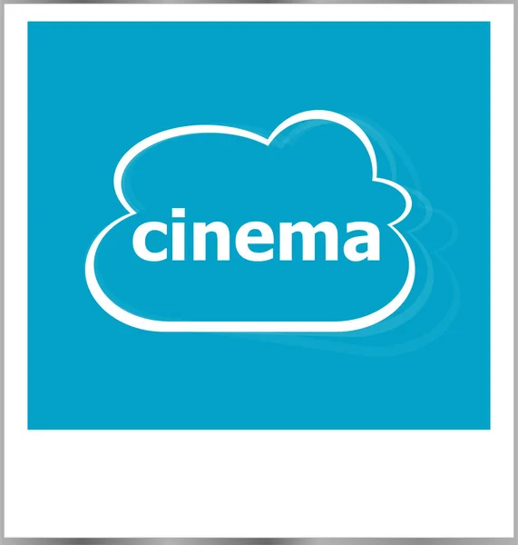 Instantní fotorámeček s cloud a kino slovo, obchodní koncepce — Stock fotografie