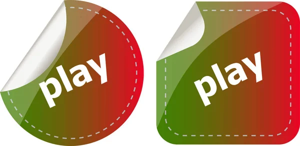 Play stickers set on white, icon button isolated on white — Stock Photo, Image