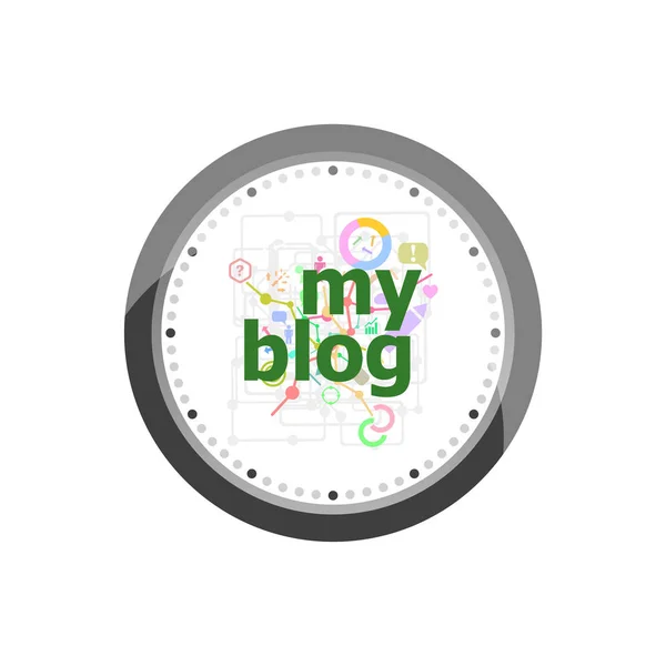 Tekst mijn blog. Informatie concept. Set van moderne platte ontwerp concept iconen voor internetmarketing. Horloge klok geïsoleerd op witte achtergrond — Stockfoto