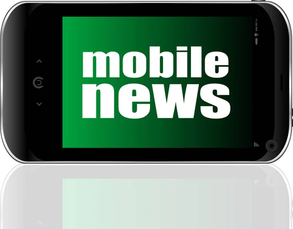 Concepto de noticias. smartphone con noticias móviles de texto en pantalla. Teléfono móvil — Foto de Stock