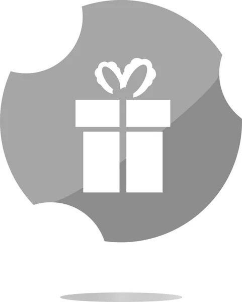 Holiday gift box icon web button . Flat sign isolated on white background — Stock Photo, Image