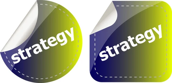 Strategiewoord op stickers button set, label — Stockfoto