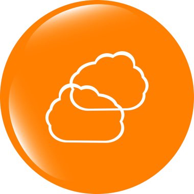 Bulut simgesi düğmesi. Düz işaret beyaz arkaplanda izole edildi