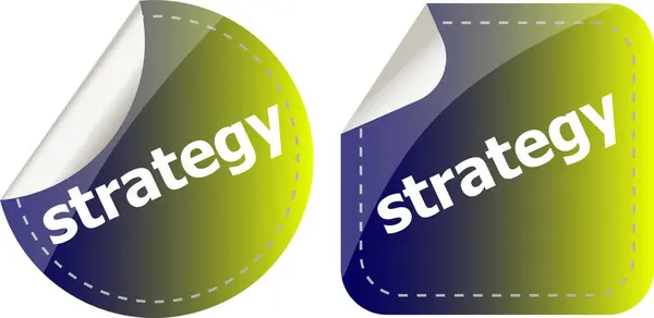 Słowo strategii na naklejki przycisk zestaw, etykieta — Zdjęcie stockowe